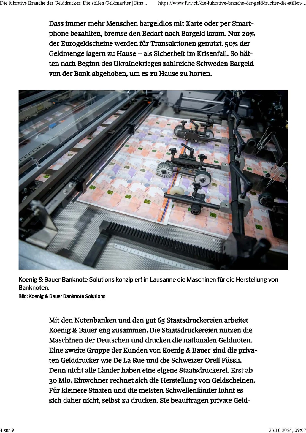 Finanz und Wirtschaft — article complet