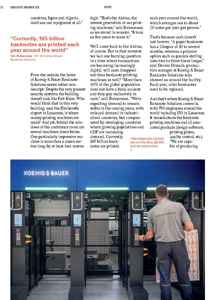 Swissquote Magazine — reportage Koenig & Bauer page 2